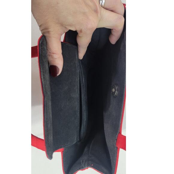 Kate Spade Red Handbag Small Double Straps Purse Satin Vintage Bag Snap Close - Picture 8 of 13